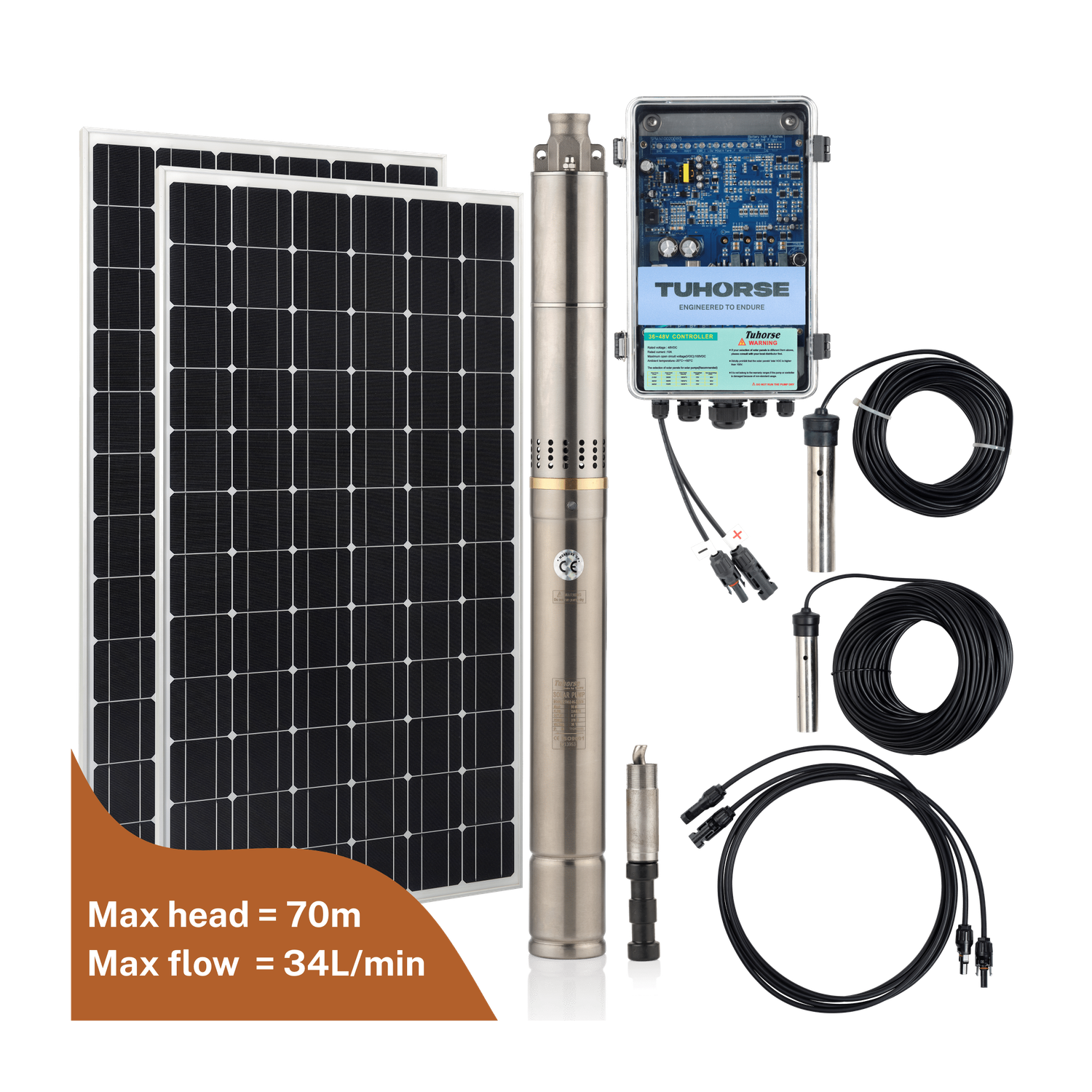 2S370 - 40/400 Submersible Solar Pump Package - Tuhorse Australia