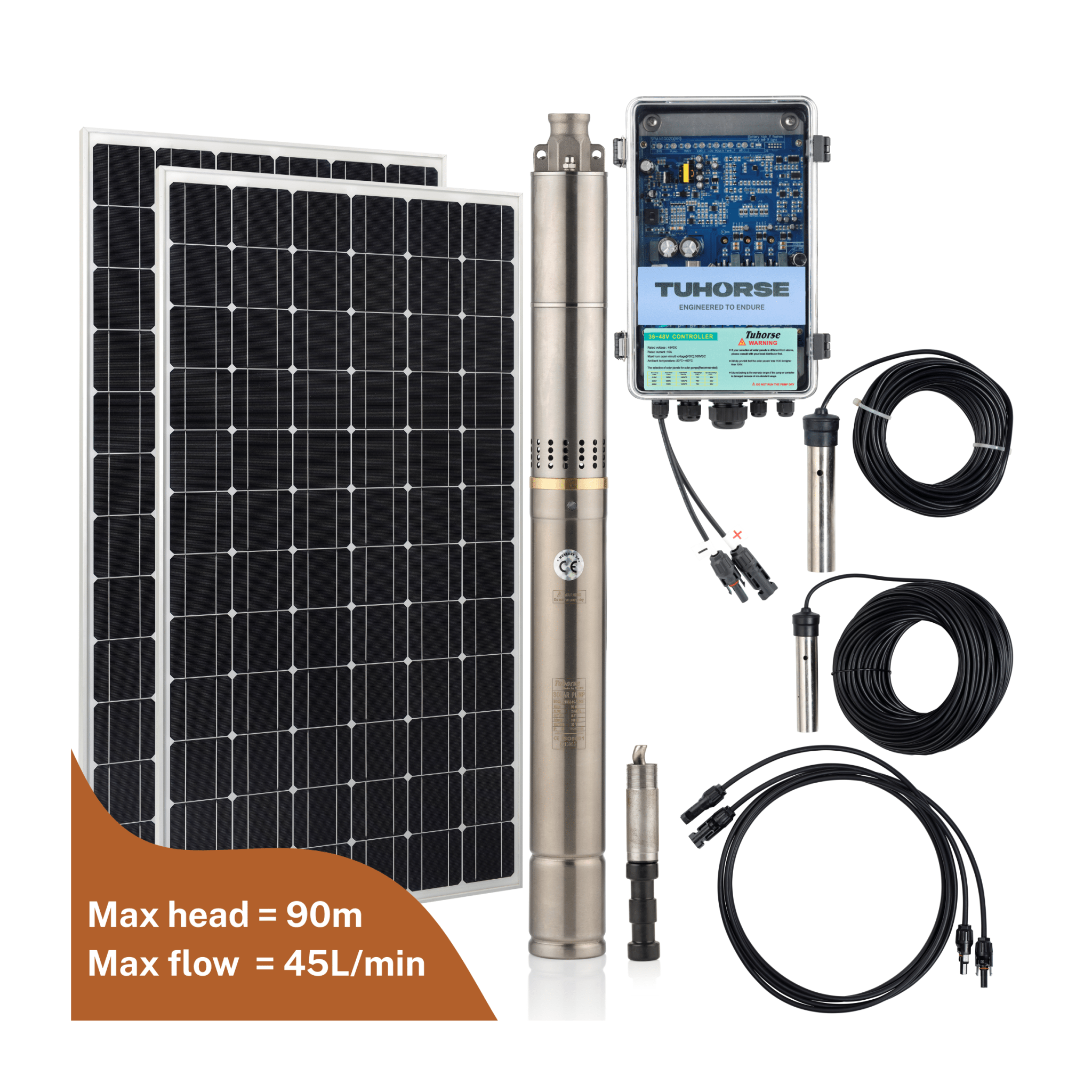 2S370 - 40/800 Submersible Solar Pump Package - Tuhorse Australia