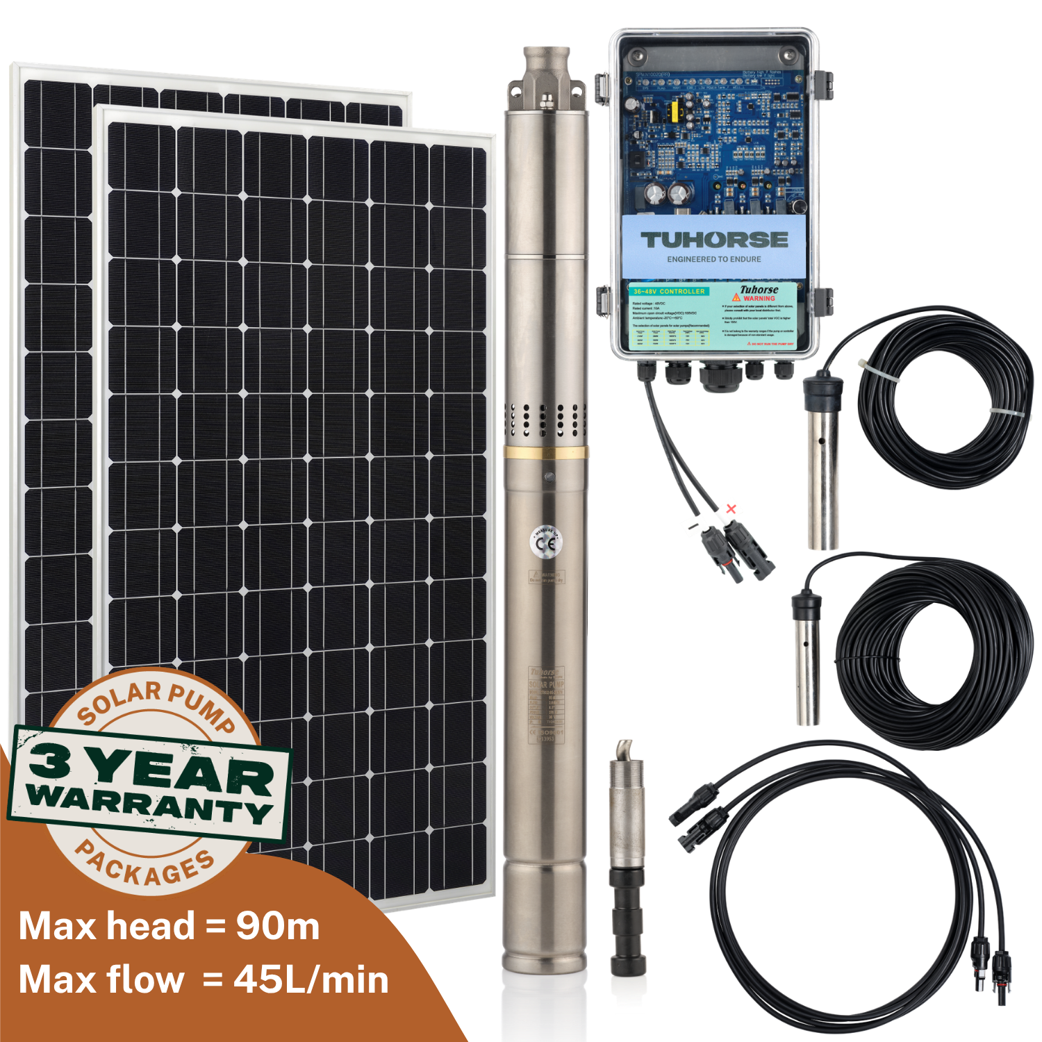 2S370 - 40/800 Submersible Solar Pump Package - Tuhorse Australia