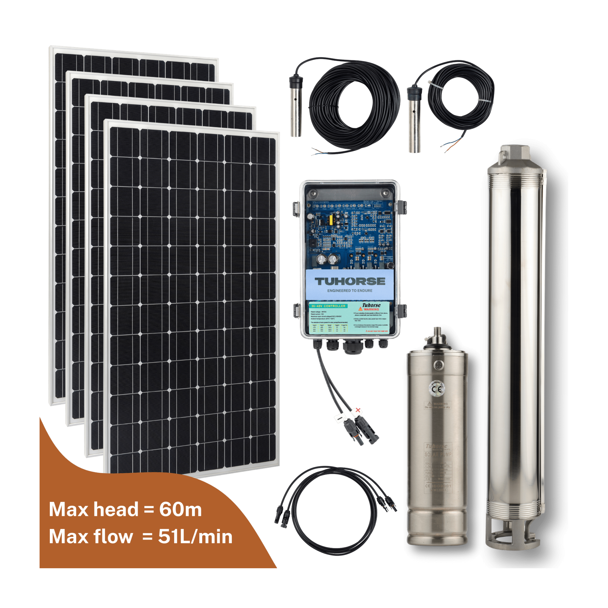 3S500C - 40/800 Centrifugal Submersible Solar Pump Package - Tuhorse Australia