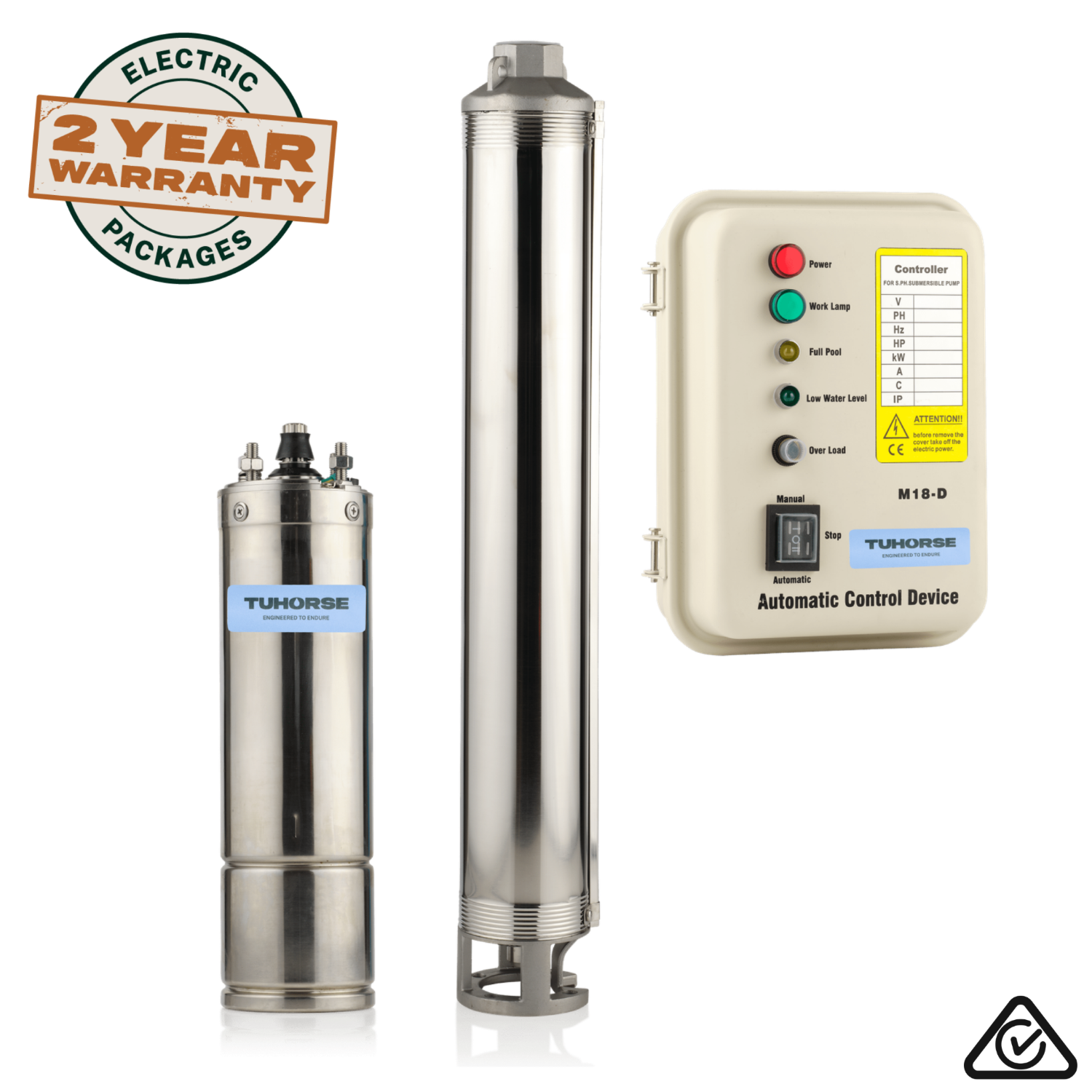4" 2HP/240V MA - 07 Submersible Bore Pump Package - Tuhorse Australia