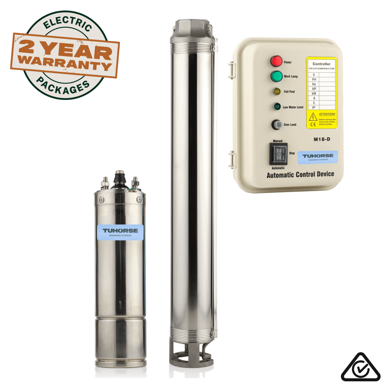 4" 3HP/240V MA - 10 Submersible Bore Pump Package - Tuhorse Australia