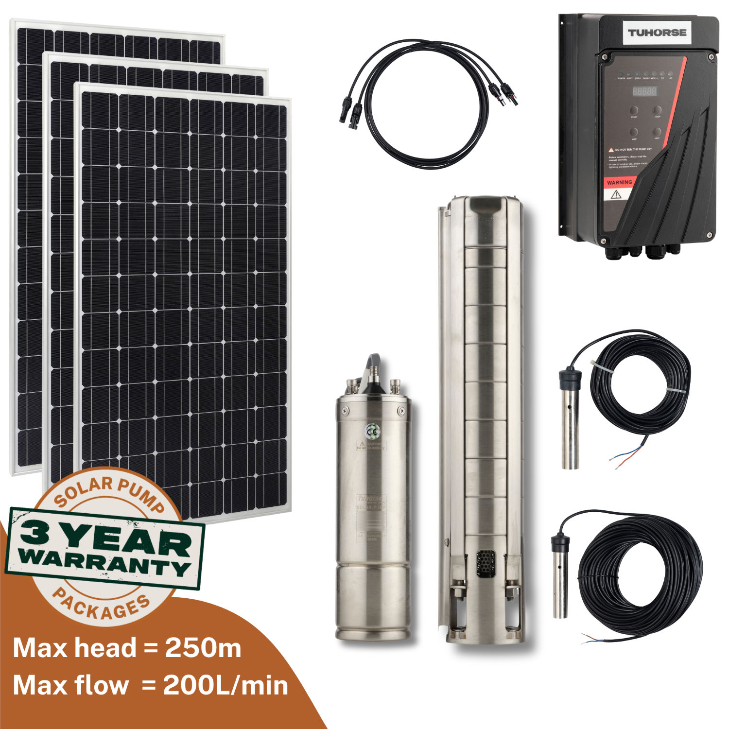 4S3000C/4750 - 3 Centrifugal Solar Pump Package - Tuhorse Australia