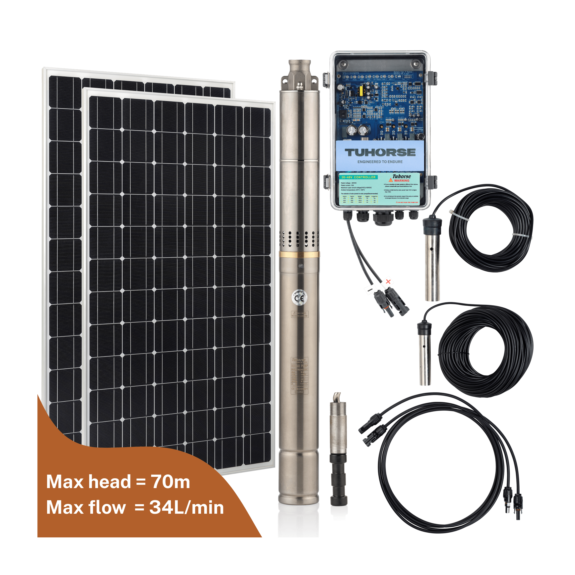 2S370 - 40/400 Submersible Solar Pump Package - Tuhorse Australia