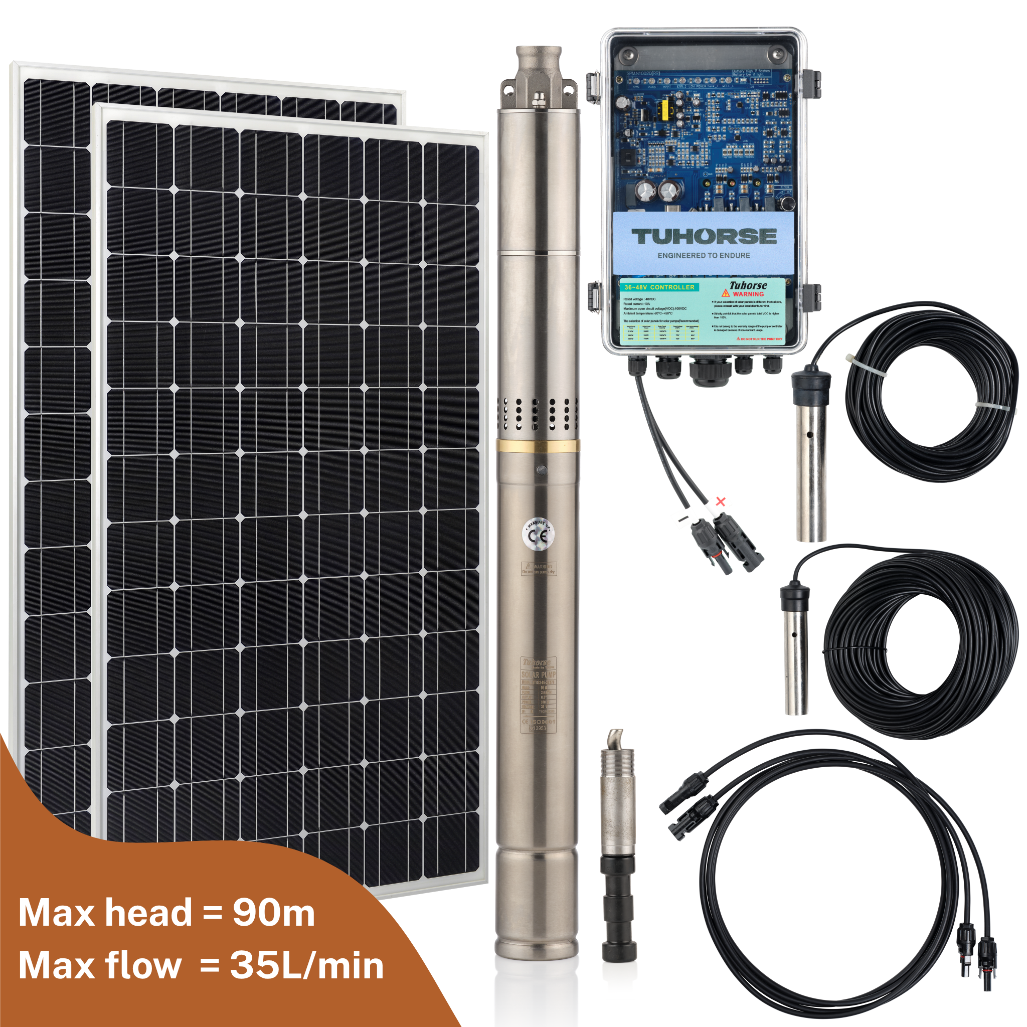 2S370 - 40/400 Submersible Solar Pump Package - Tuhorse Australia
