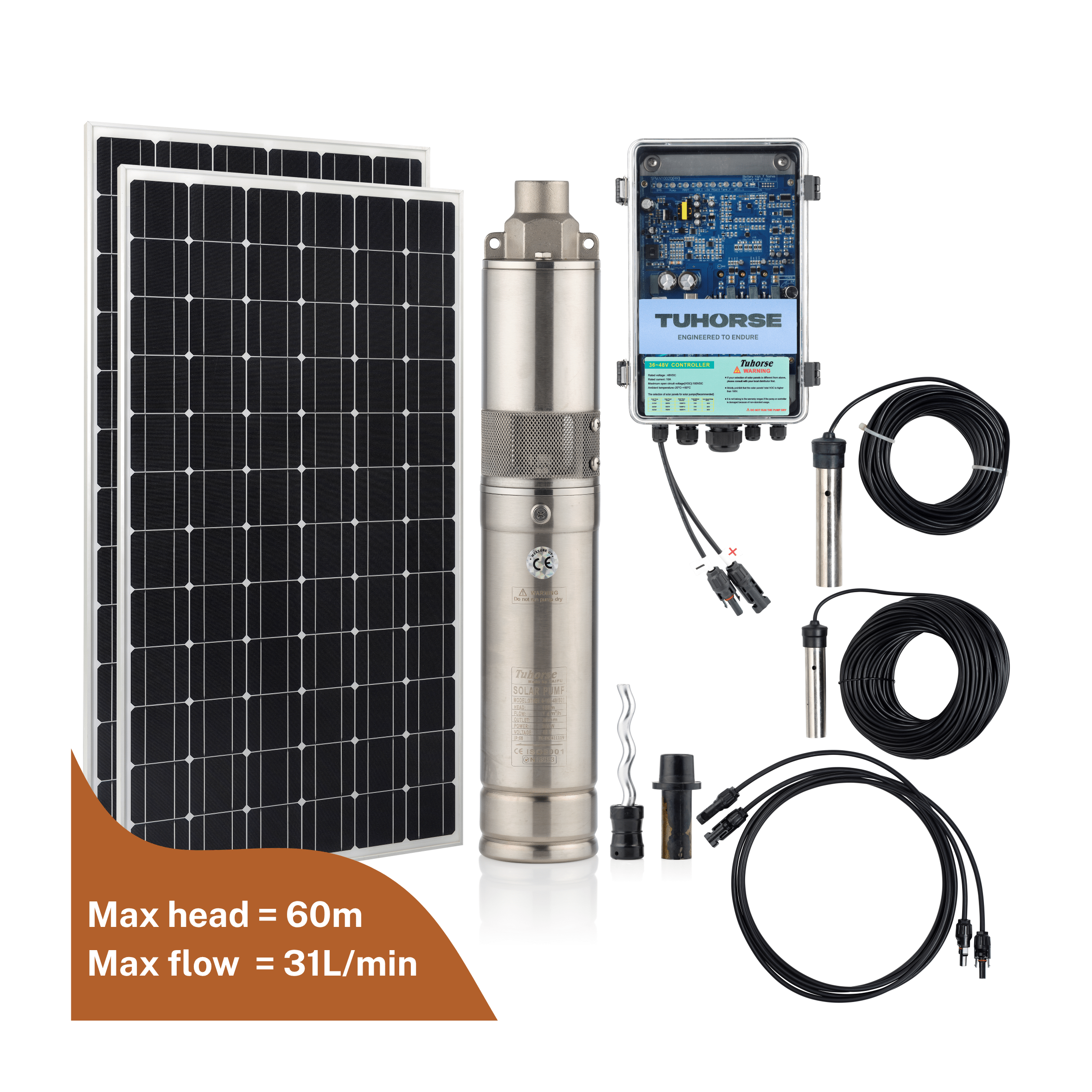 3S210 - 40/400 Submersible Solar Pump Package - Tuhorse Australia