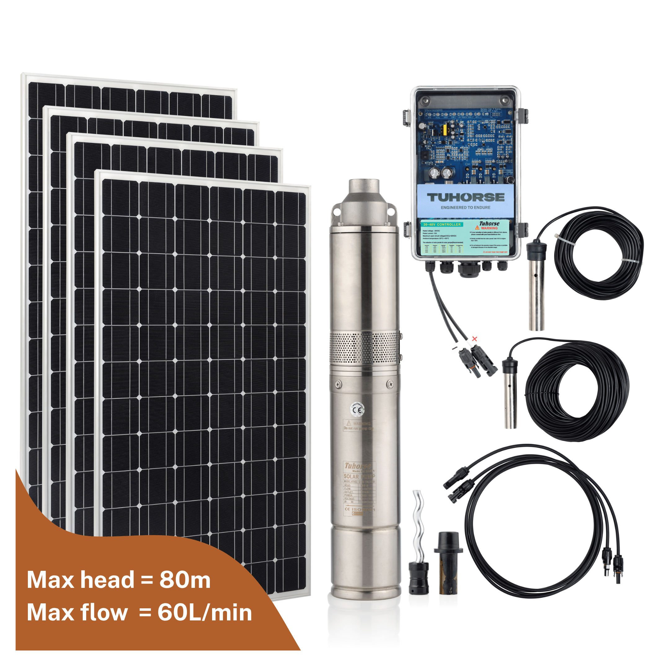 4S1000 - 40/800 Submersible Solar Pump Package - Tuhorse Australia