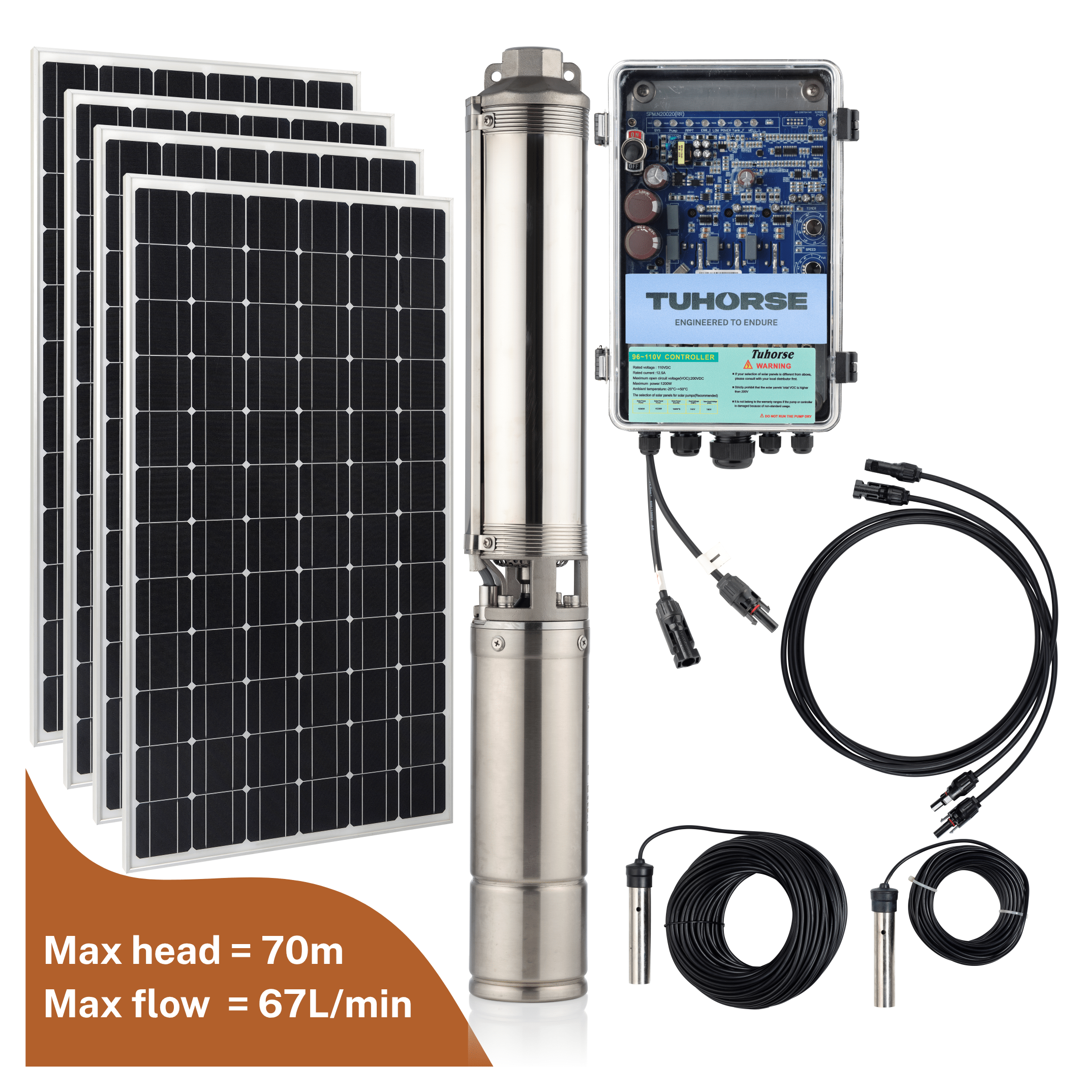 4S1000C - 40/800 Submersible Centrifugal Solar Pump Package - Tuhorse Australia