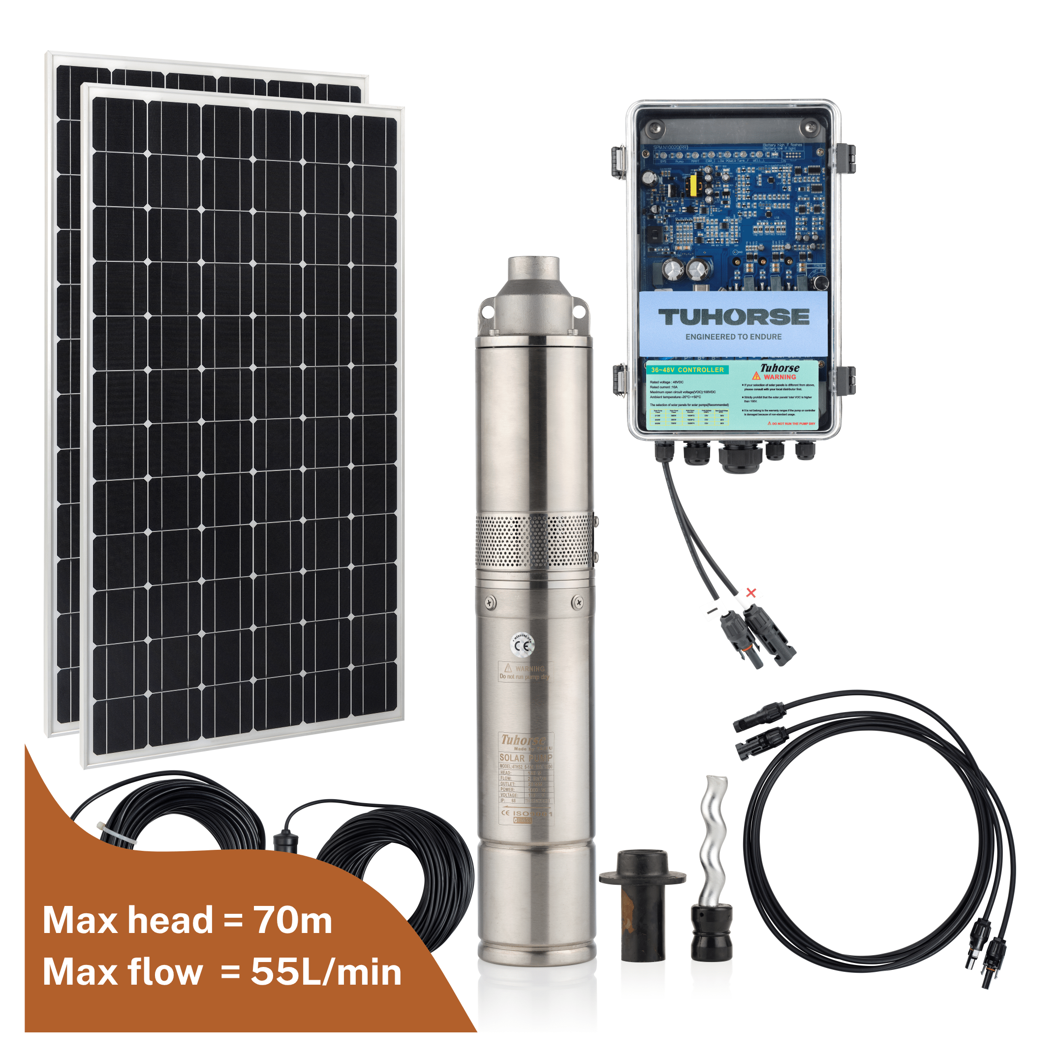 4S500 - 40/800 Submersible Solar Pump Package - Tuhorse Australia